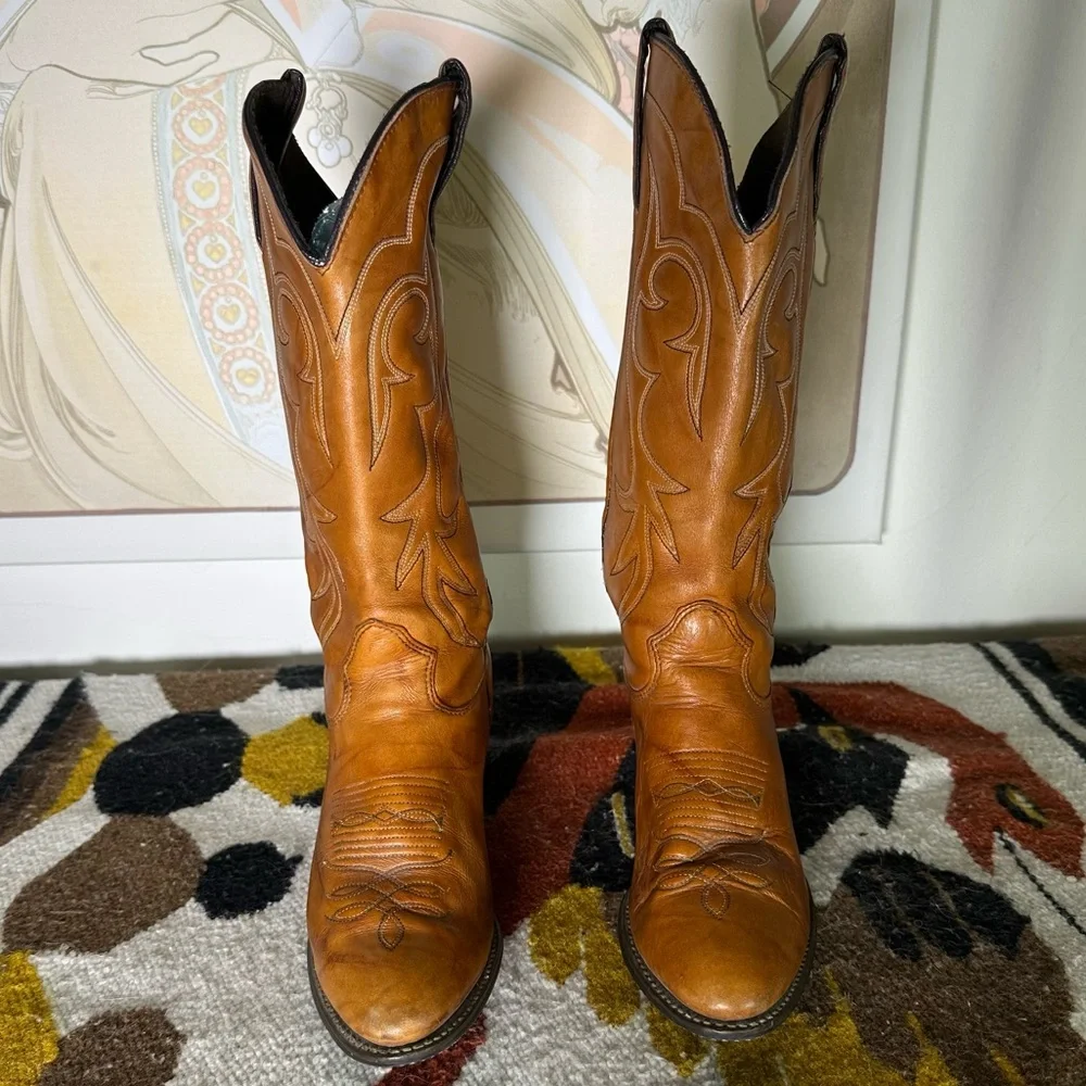 1980's Vintage Kenny Rogers Western Collection Brown Boots Size 6 D Style 70303 - Picture 2 of 11